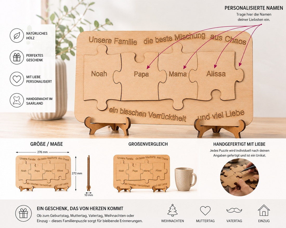 Familienpuzzle aus Holz mit Namen – das perfekte personalisierte Geschenk