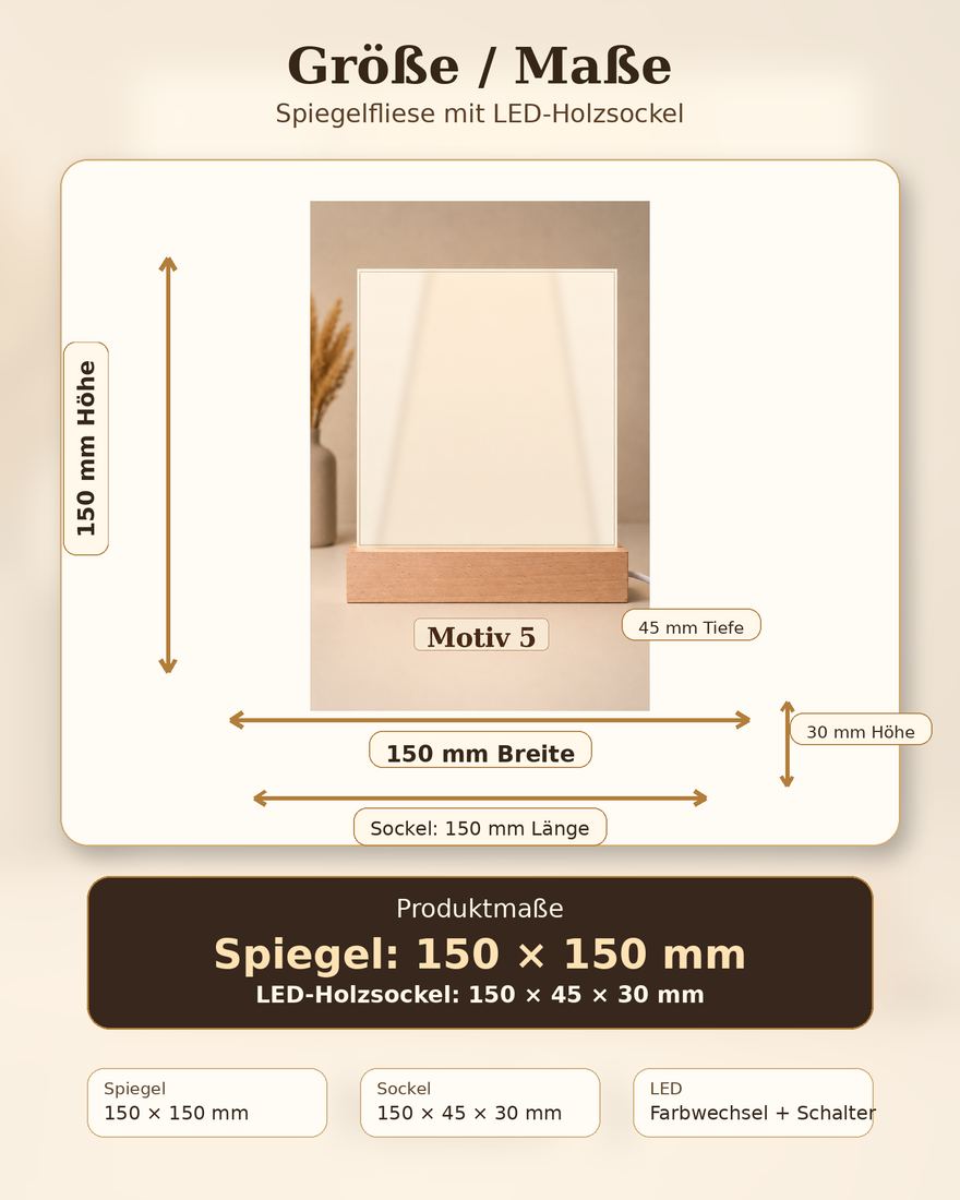 LED-Spiegel mit Motiv – personalisierbar, 4 Designs oder eigenes Motiv