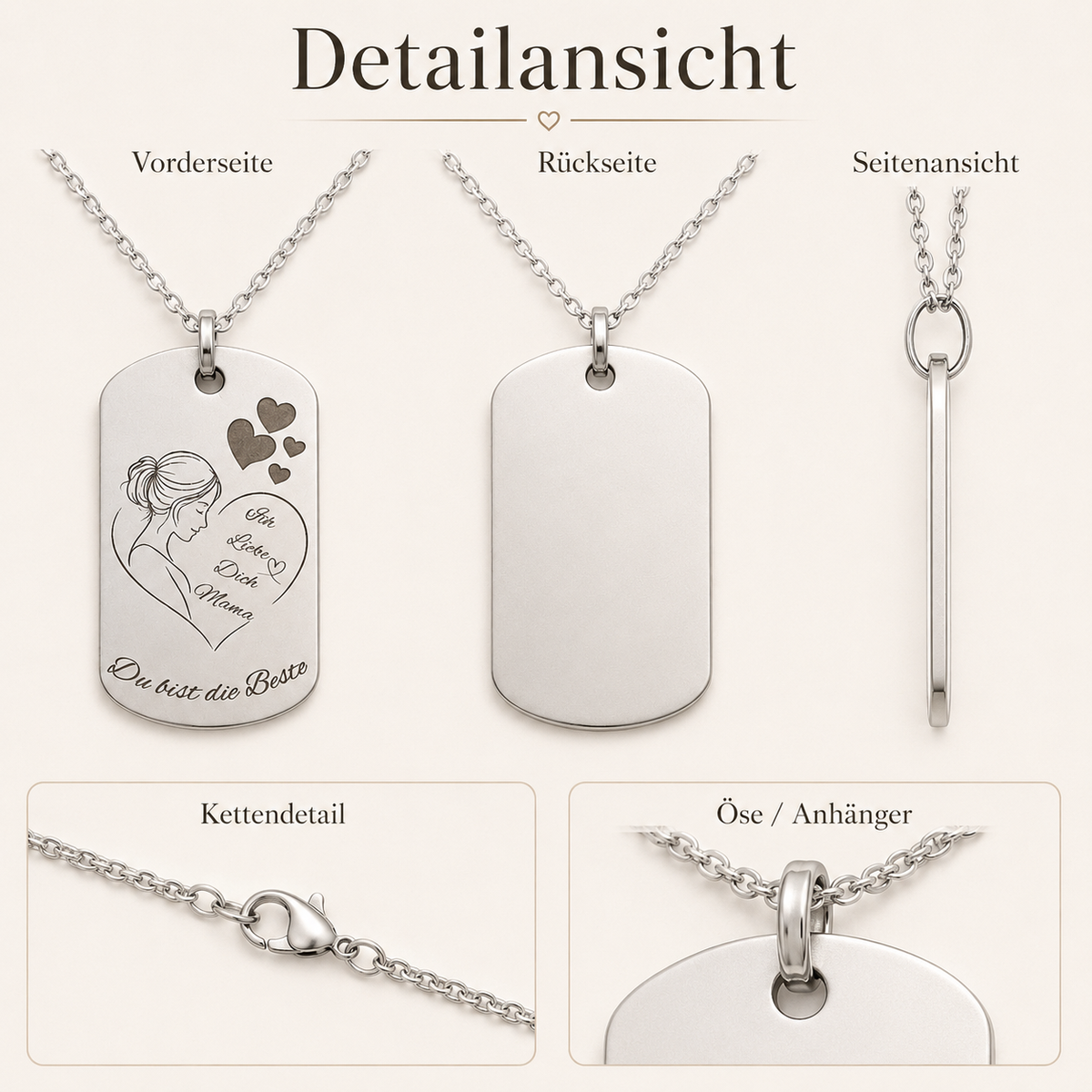 Halskette mit Gravur – Aluminium-Anhänger