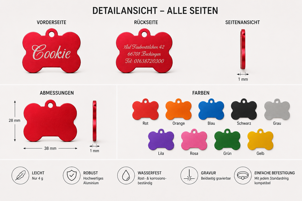 Hundemarke mit Gravur - Modell Cookie