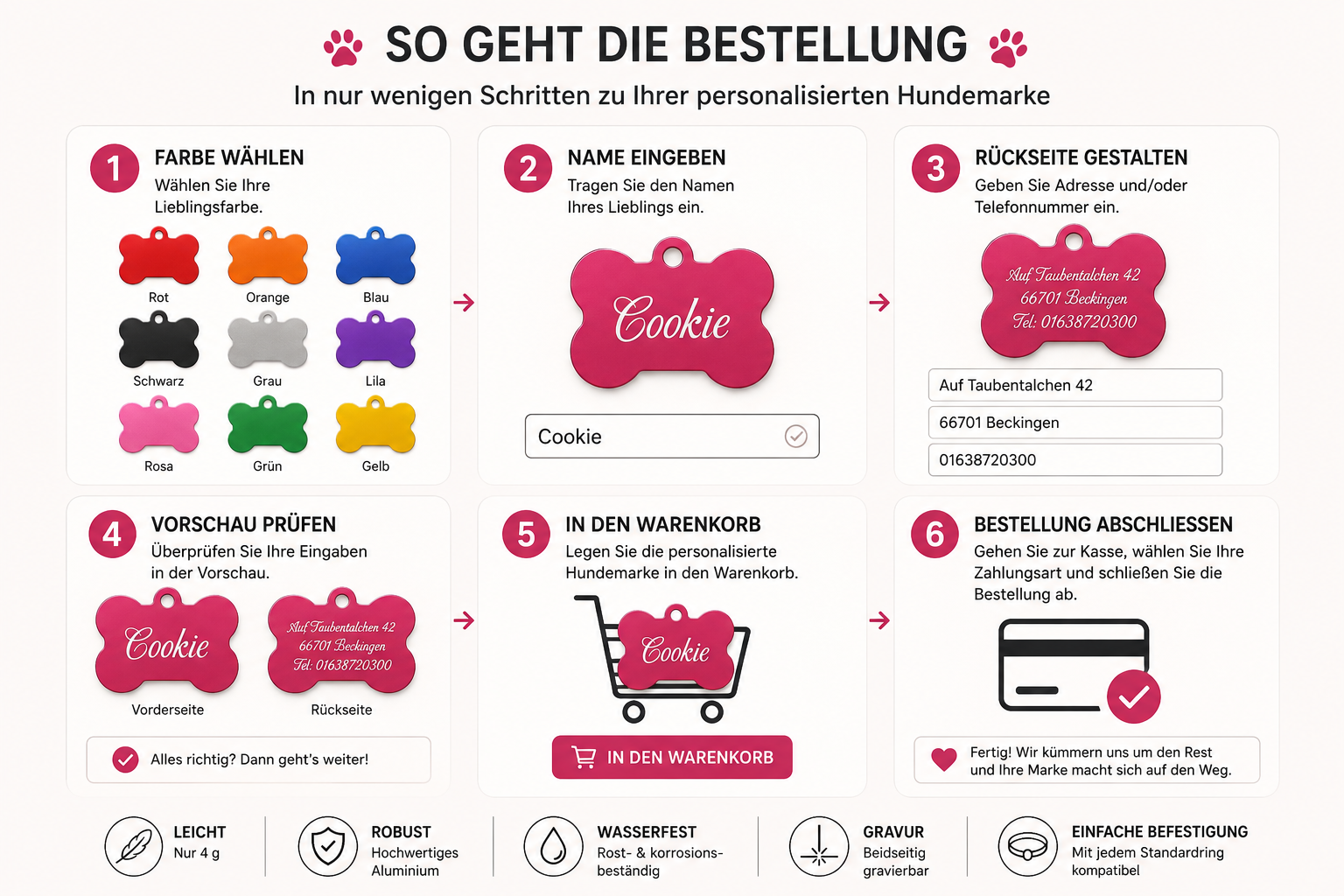 Hundemarke mit Gravur - Modell Cookie
