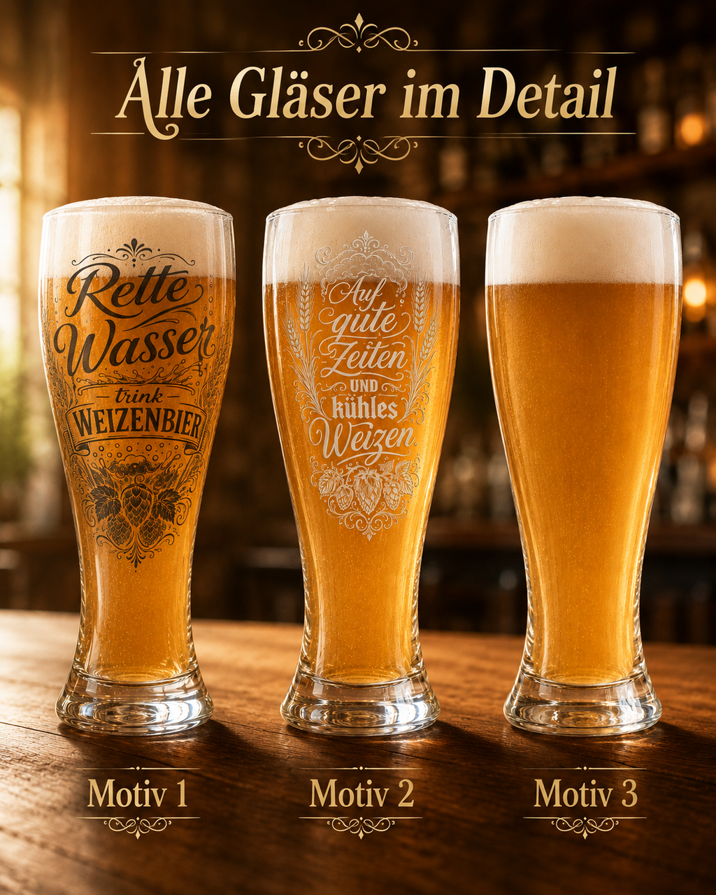 Weizenbierglas „Rette Wasser“ mit Gravur
