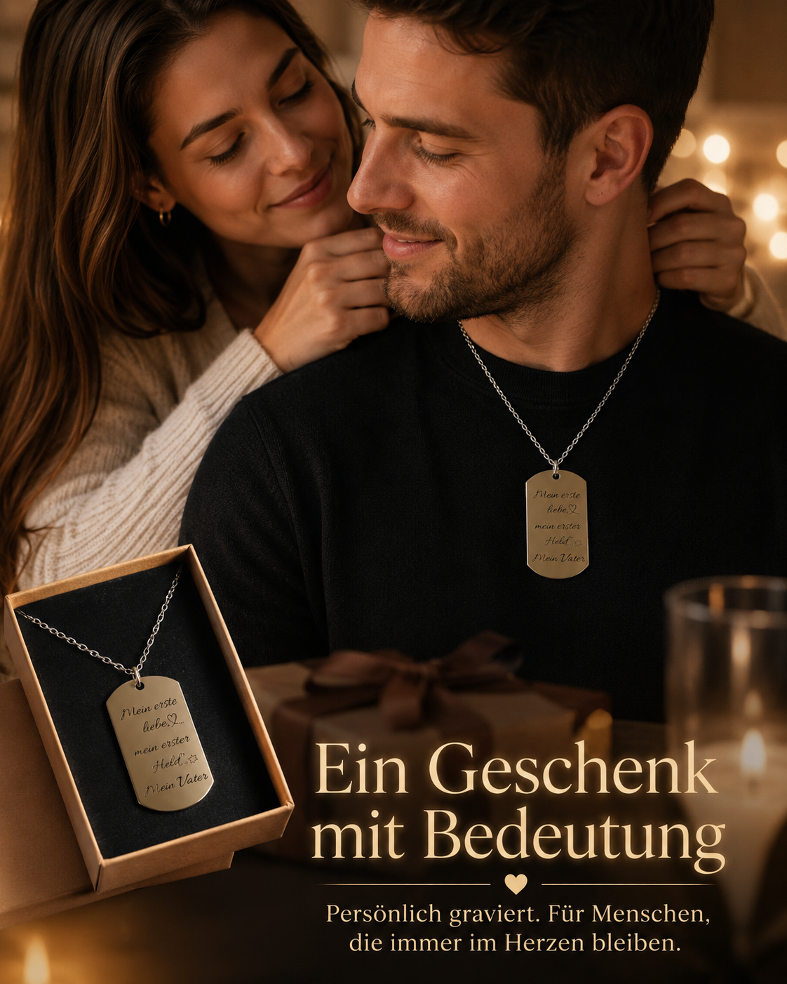 Herren-Halskette mit Gravur aus Edelstahl