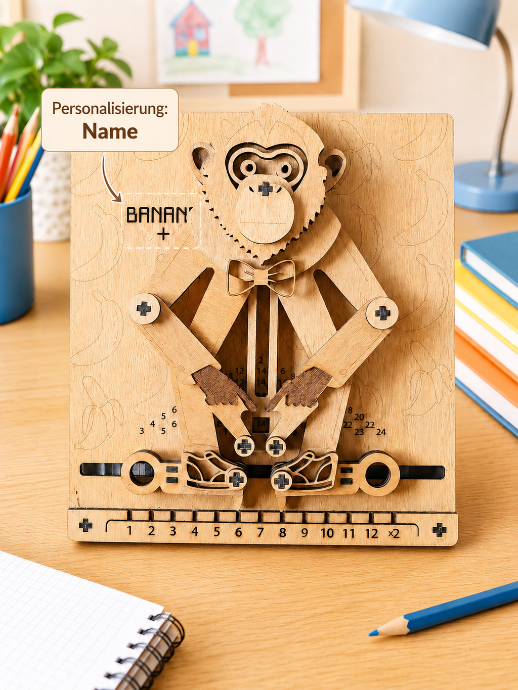 Jeu d'apprentissage en bois personnalisé pour enfants – Modèle BANAN+