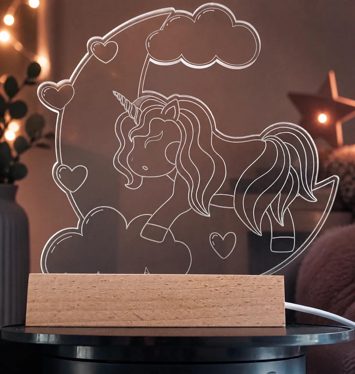 Personalisiertes LED Nachtlicht Nachtlicht Einhorn mit Namen