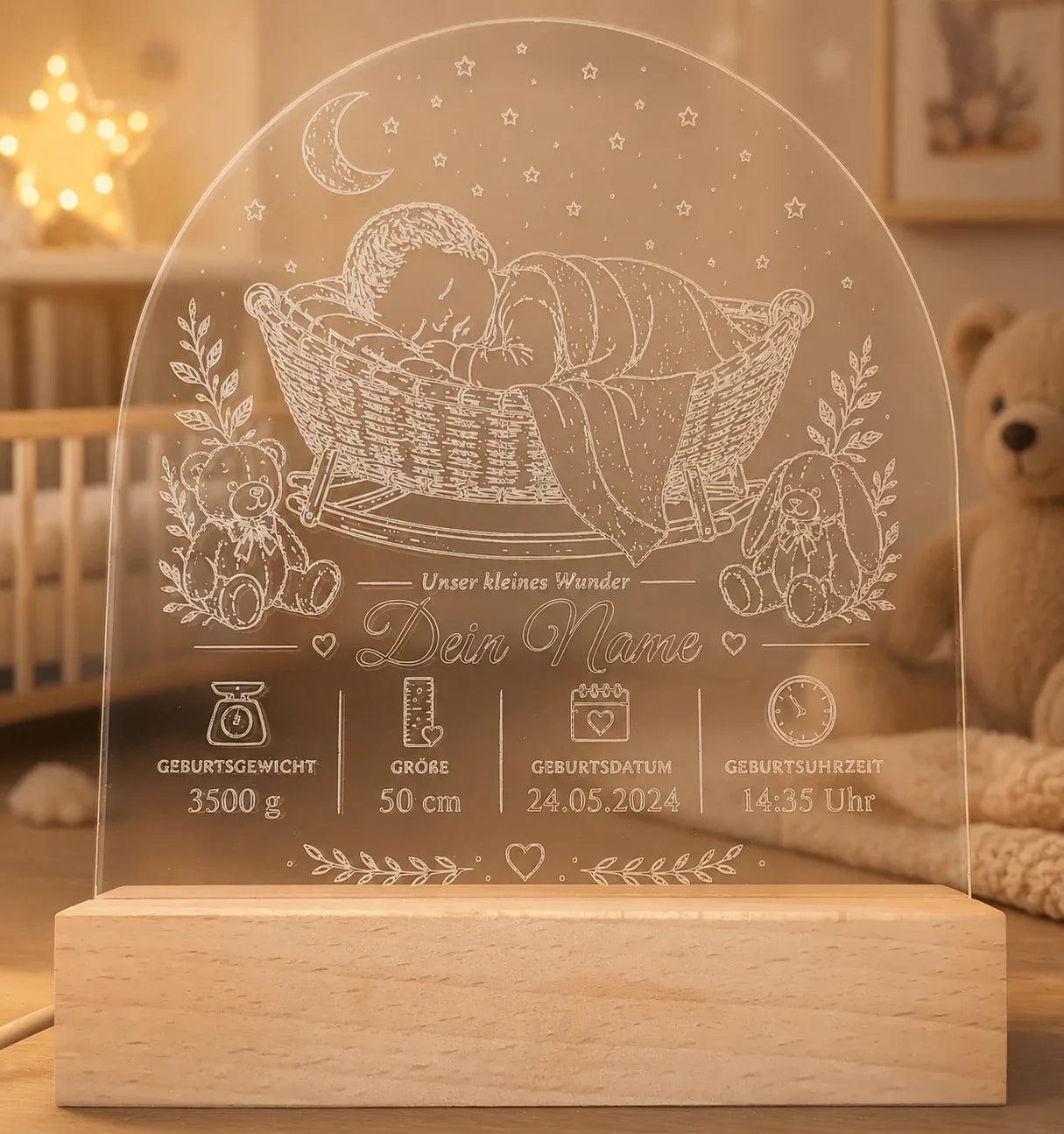 Personalisiertes LED Nachtlicht Unser kleines Wunder mit Namen