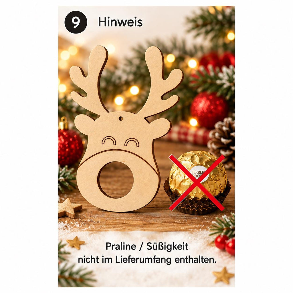 Rentier-Pralinenhalter aus Holz mit Namen