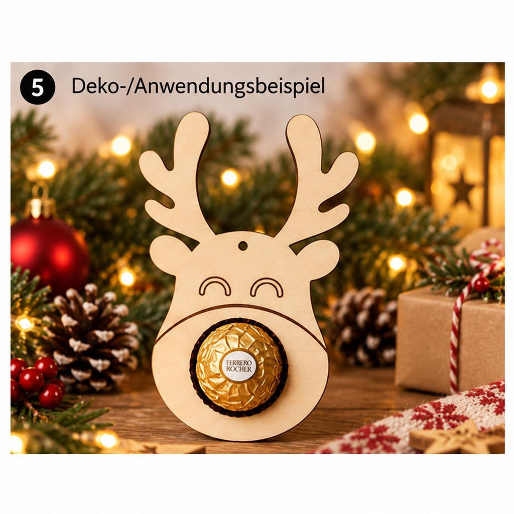 Rentier-Pralinenhalter aus Holz mit Namen