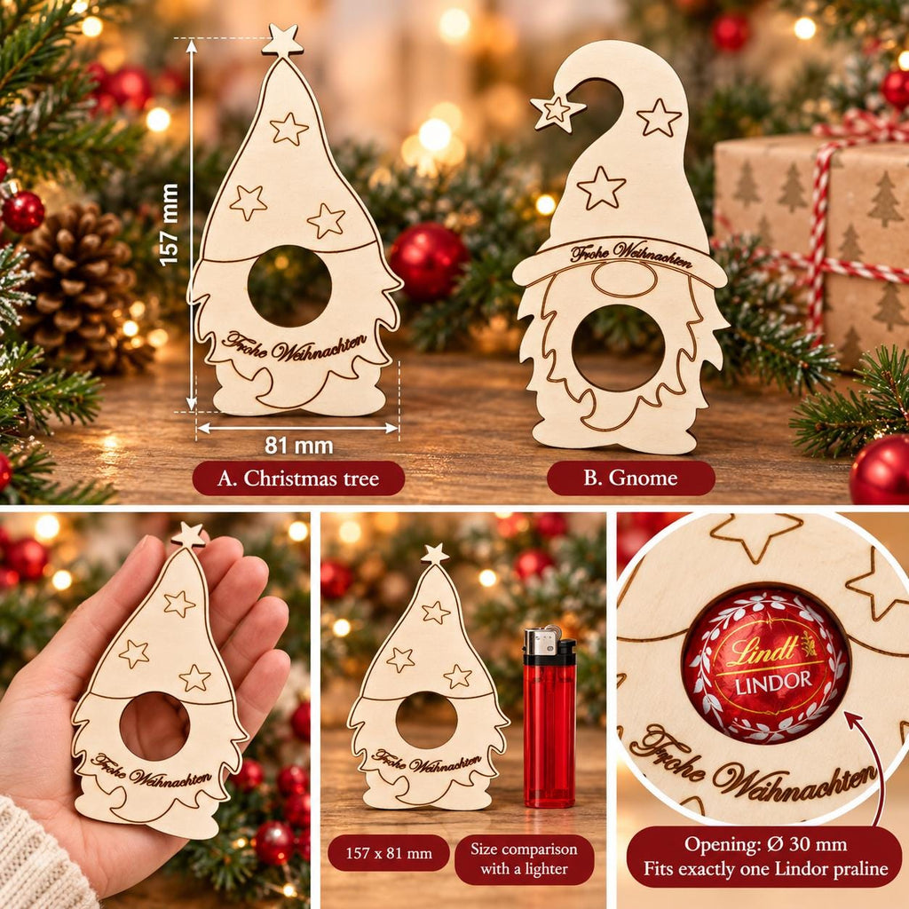 Weihnachtswichtel aus Holz mit Namen – Schokoladenhalter