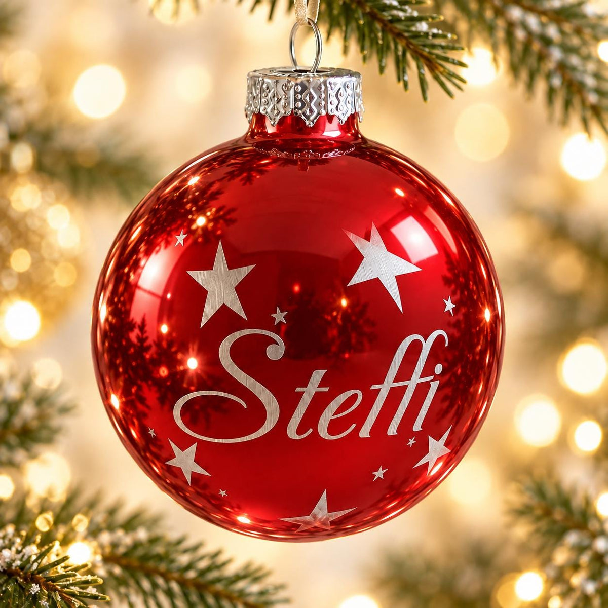 Weihnachtskugel 8 cm Sternenhimmel mit Namen