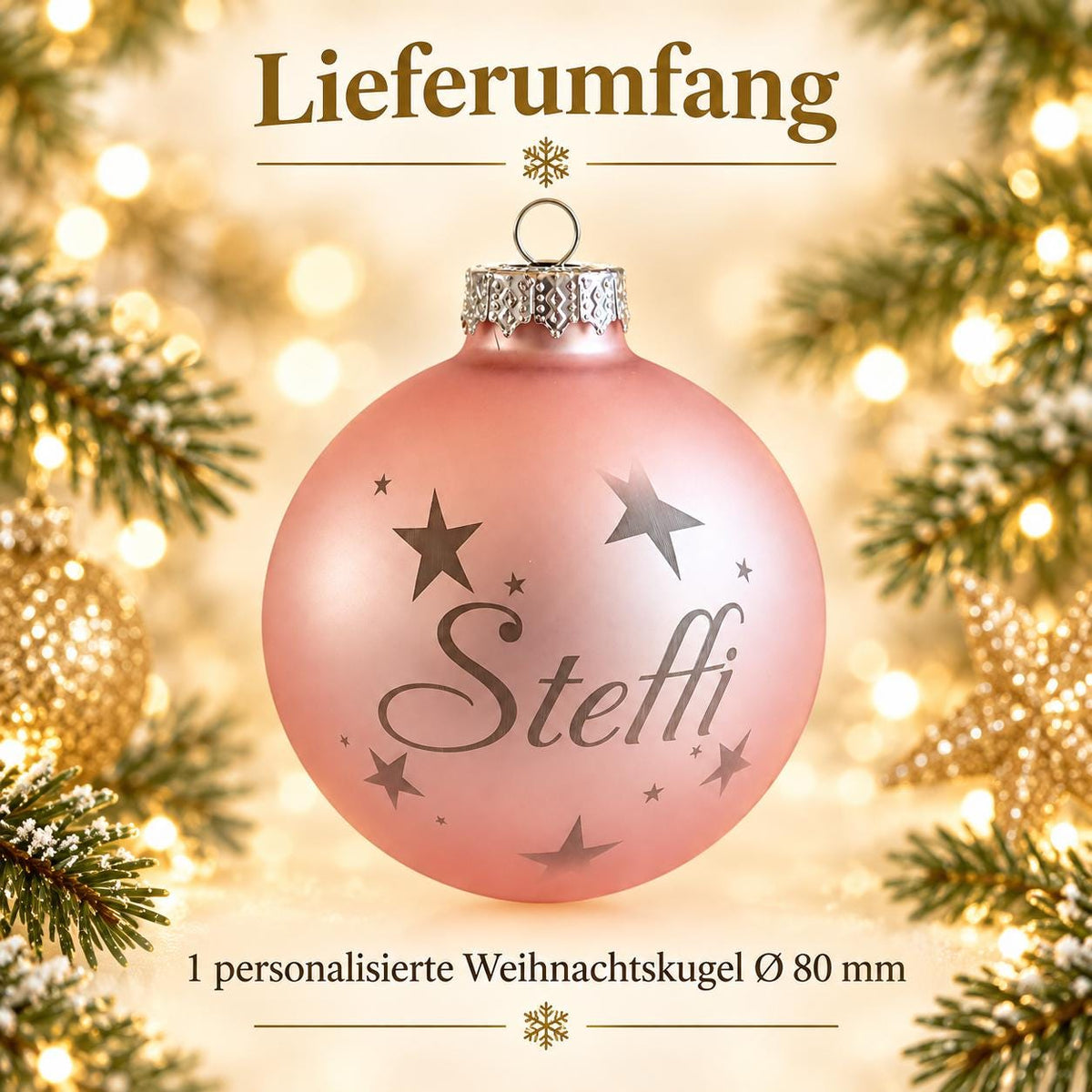 Weihnachtskugel 8 cm Sternenhimmel mit Namen