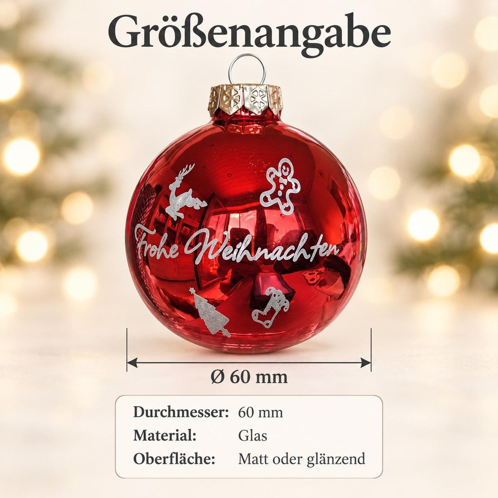Weihnachtskugel 6 cm rot mit Namen graviert
