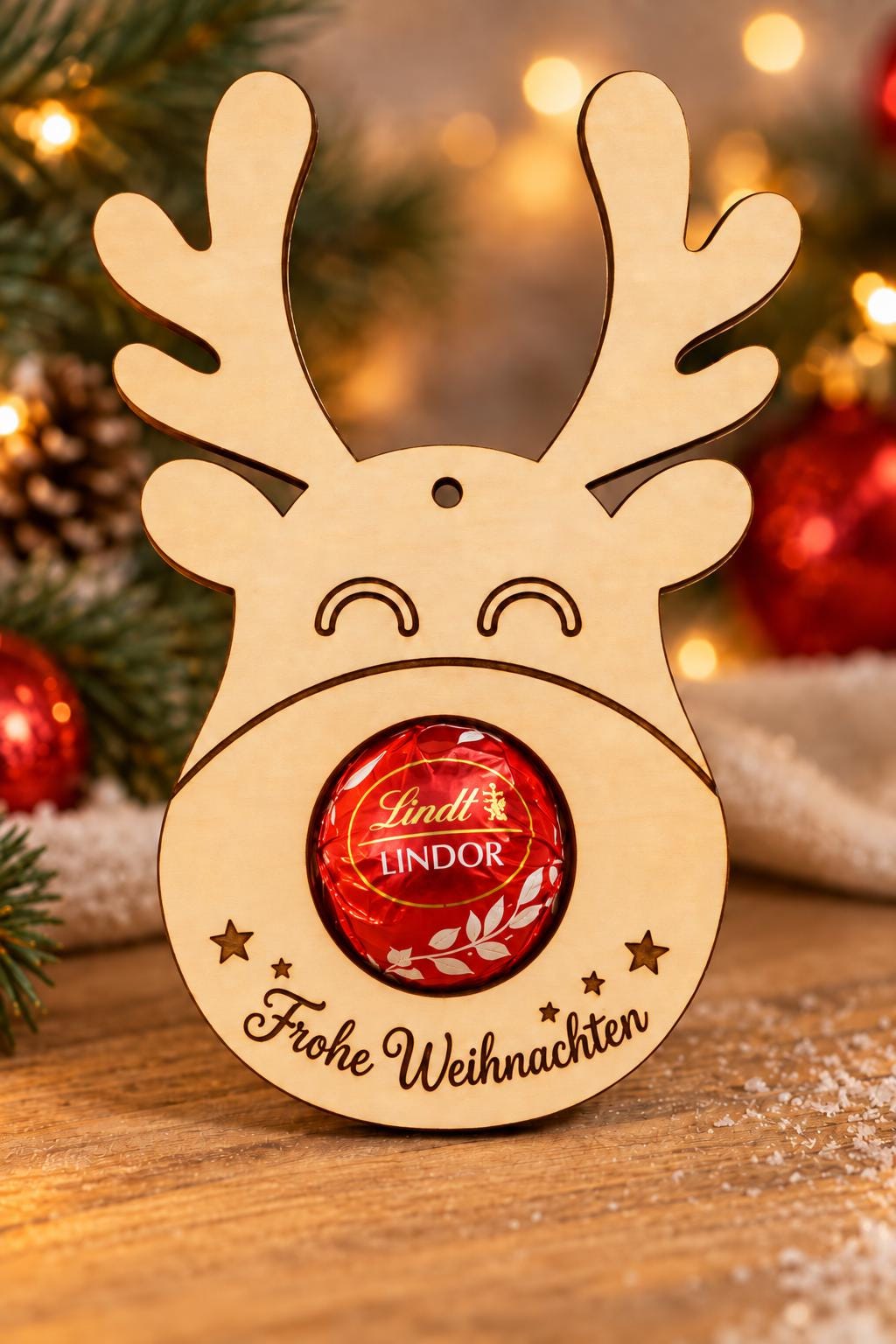 Rentier-Pralinenhalter aus Holz mit Namen