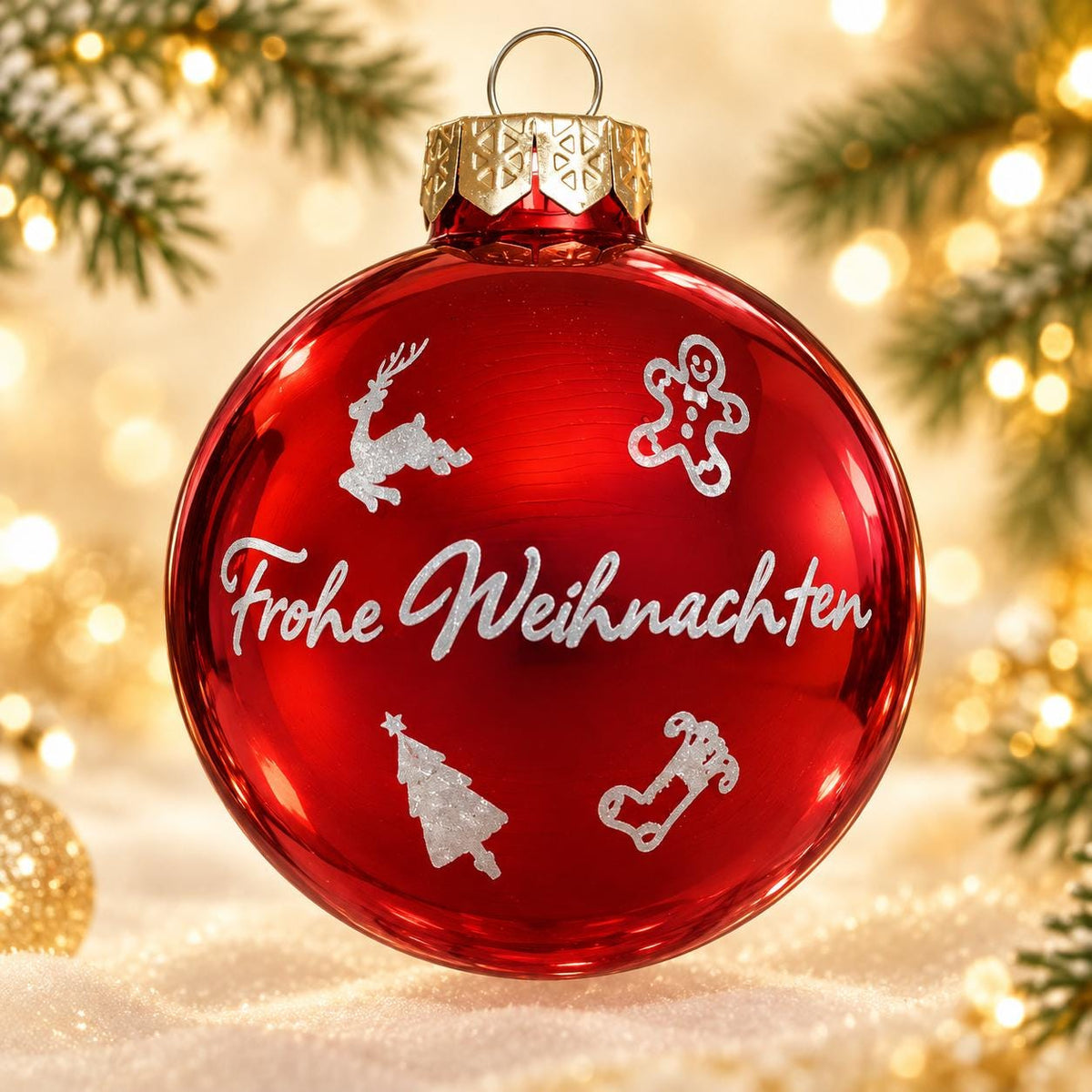 Weihnachtskugel 6 cm rot mit Namen graviert