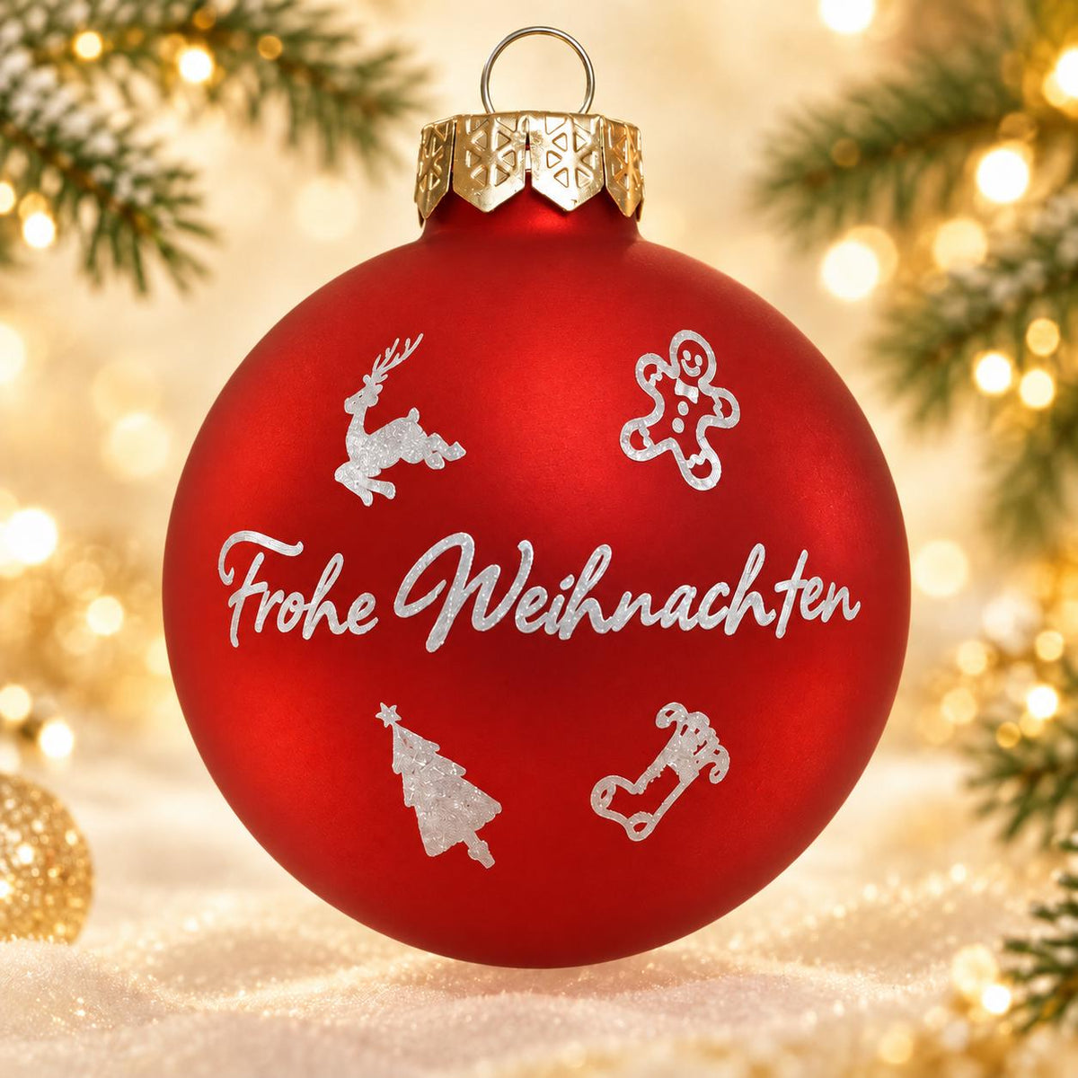 Weihnachtskugel 6 cm rot mit Namen graviert