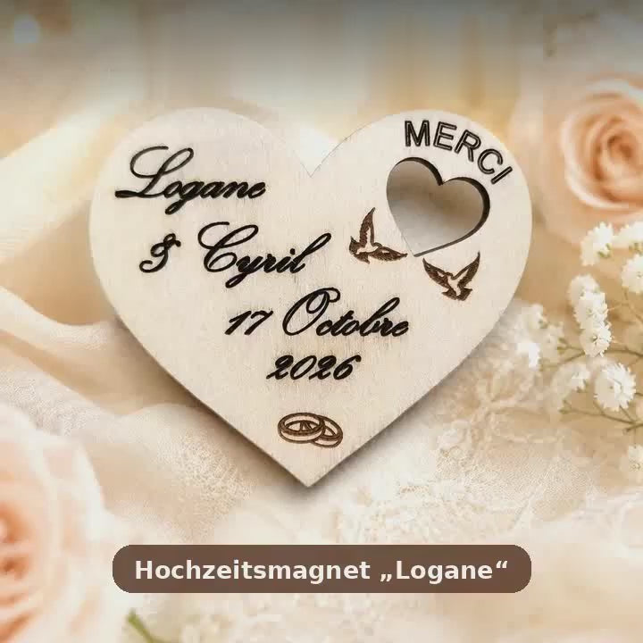 Hochzeitsmagnet Logane aus Holz