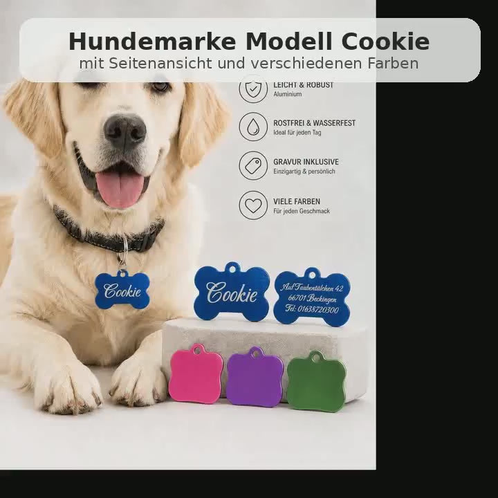 Hundemarke mit Gravur - Modell Cookie